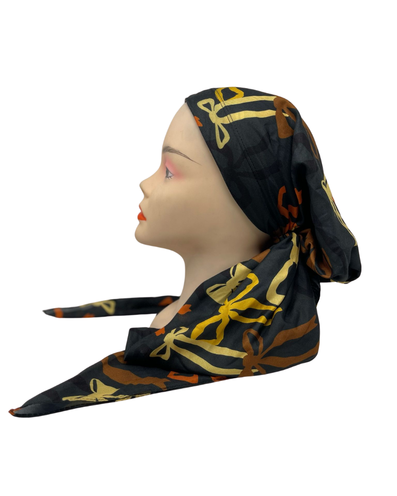 It's Younique PP-LBOWS-OR Orange Multi Long Bows Pre-Tied Bandanna with Velvet Grip Myselflingerie.com