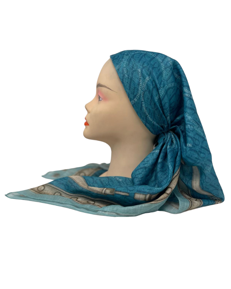 It's Younique OB-DI-GN Green Shimmer Dior Inspired Pre-Tied Open Back Bandanna with Velvet Grip Myselflingerie.com