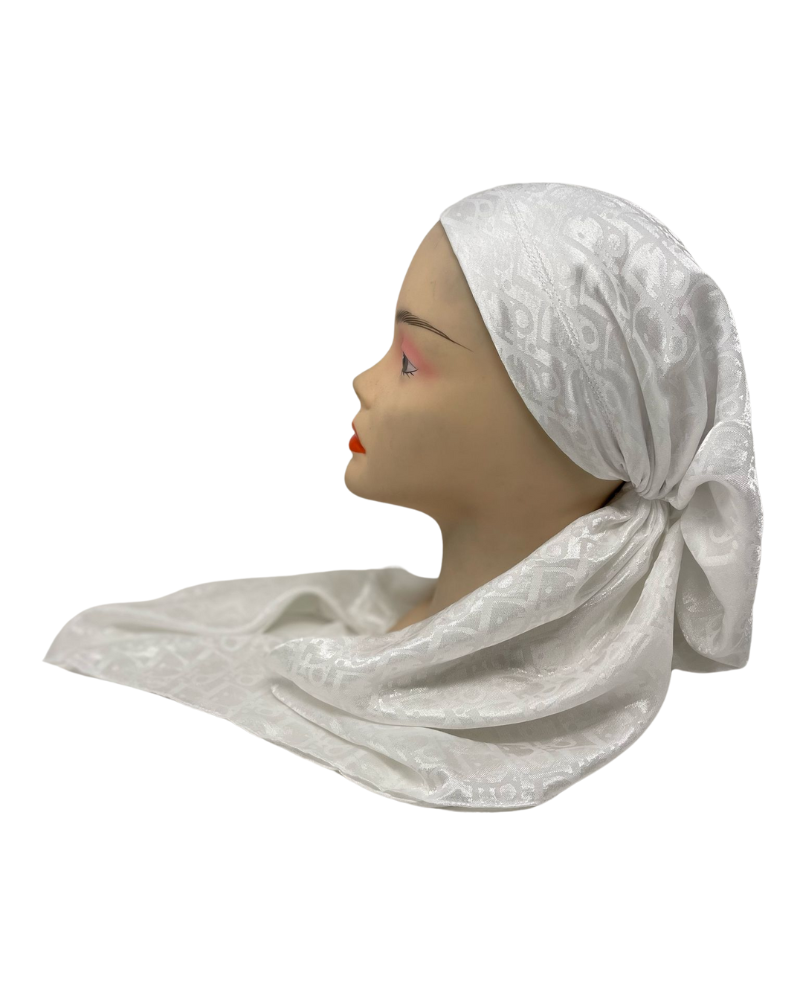 It's Younique PP-DI-WH White Dior Inspired Pre-Tied Bandanna with Velvet Grip Myselflingerie.com