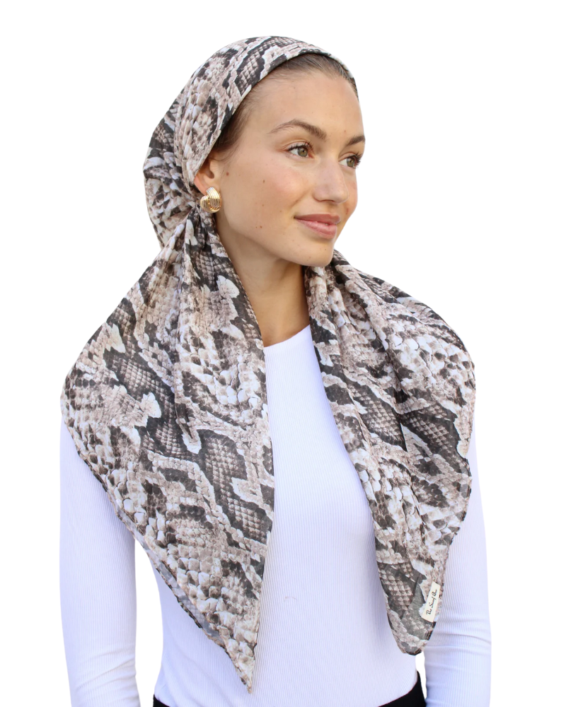 Scarf Bar Snake Skin Classic Pre-Tied Bandanna with Velvet Grip Myselflingerie.com
