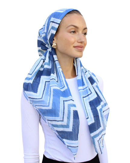Scarf Bar Denim Chevron Classic Pre-Tied Bandanna with Velvet Grip Myselflingerie.com