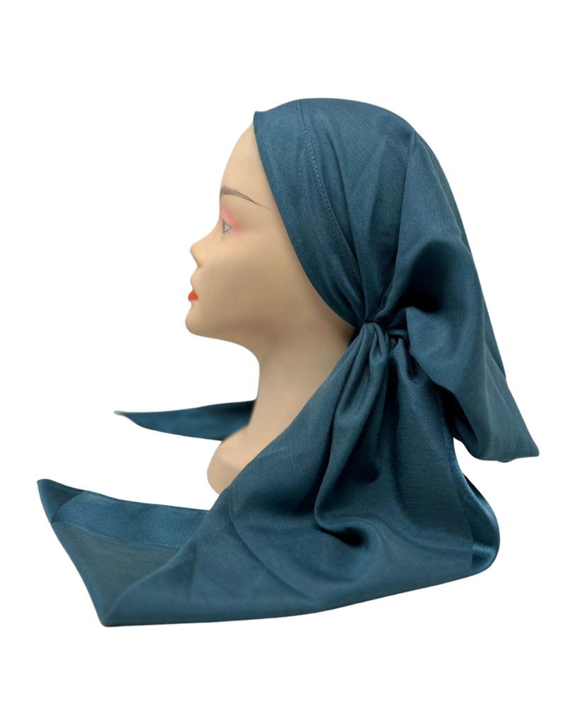 It's Younique PS-SL-TL Solid Teal with Satin Trim Pre-Tied Bandanna with Velvet Grip Myselflingerie.com