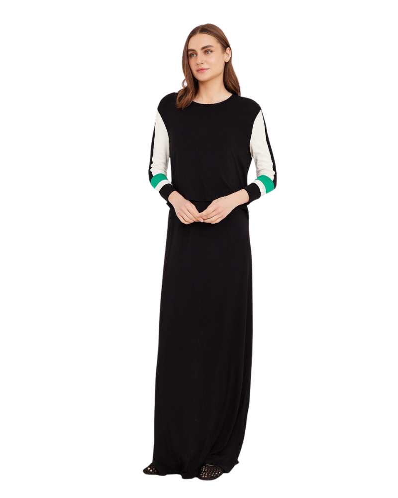 ORD PNO257113B Black Tennis Style Modal Nursing Nightgown Myselflingerie.com