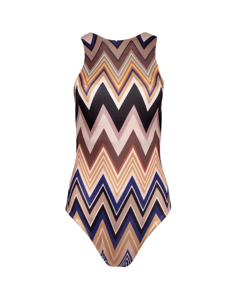 BB Brand BBSW007 Hadas Blue Large Zigzag Full Coverage Foam Cups Swimsuit Myselflingerie.com