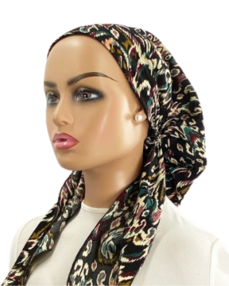 Ahead IT8011 Black Torch Israeli Style Long Tails Pre-Tied Bandanna Myselflingerie.com