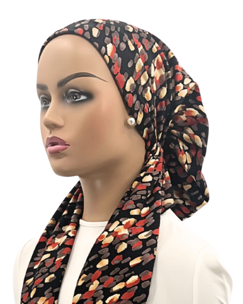 Ahead IT8009 Black/Brick Rocky Israeli Style Long Tails Pre-Tied Bandanna Myselflingerie.com