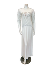 Mega Dreams 357736 White Ribbed Tri Color Embroidered Flowers Modal Nursing Nightgown Myselflingerie.com