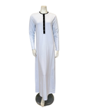 Nico Italy White with Black Trim Snap Front Cotton Nightgown