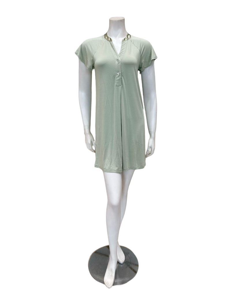 Fleurt 638 Fern Fluttered Sleeve Modal Nightshirt Myselflingerie.com