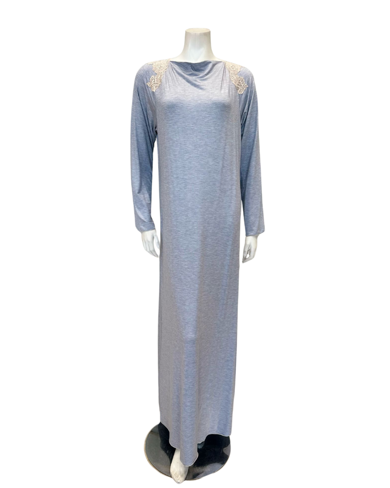 Verdiani 4323 Denim Heather Boat Neck Pull On Modal Nightgown Myselflingerie.com