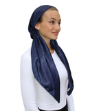 Scarf Bar Navy Velour Classic Pre-Tied Bandanna with Velvet Grip Myselflingerie.com