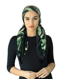 Cherie Black/Green Adjustable Pre-Tied Open Back Bandanna