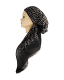 HS601A/E Black/Grey Fendi Two Tone Adjustable Pre-Tied Bandanna with Velvet Grip