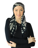 Cherie Black/Grey Adjustable Pre-Tied Open Back Bandanna