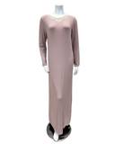 4221 Pink Ribbed Lace Neck Pull On Modal Nightgown