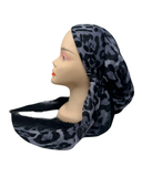 Atifa Grey Leopard Pre-Tied Bandanna with Velvet Grip