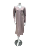 24406 Dusty Rose Shoulder Lace Button Down Cotton Nightshirt