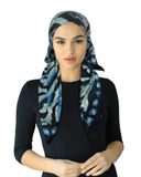 Cherie SP304A-BKBL Black/Blue Adjustable Pre-Tied Open Back Bandanna Myselflingerie.com