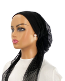 P2390-25 Black Hairpin Lace Classic Fit Pre-Tied Bandanna