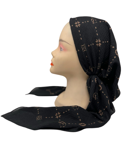 Revaz HS587A/D Black/Tan LV Adjustable Pre-Tied Bandanna with Velvet Grip Myselflingerie.com