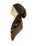 Revaz Black/Camel Hermes Adjustable Pre-Tied Bandanna with Velvet Grip