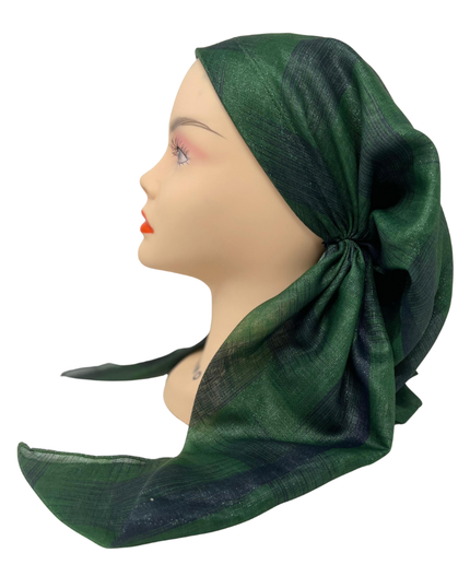 It's Younique OB-STRO-GN Green Paintbrush Strokes Pre-Tied Open Back Bandanna with Velvet Grip Myselflingerie.com