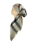 Revaz HS594E Grey Burberry Adjustable Pre-Tied Bandanna with Velvet Grip Myselflingerie.com