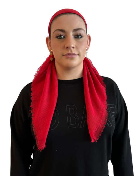Solid Red Pre-tied Bandanna with Velvet Grip Myselflingerie.com