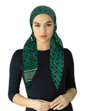 Cherie SP295A-BG Black/Green Adjustable Pre-Tied Open Back Bandanna Myselflingerie.com