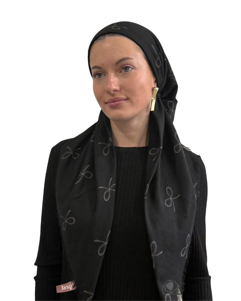 TYED Black Dainty Bow Triangle with Full Non Slip Grip Myselflingerie.com