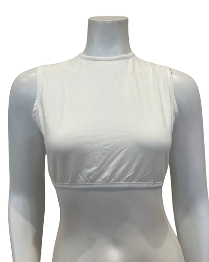 Gemsli SH368 Ivory Modal Sleeveless Crop Shell Adjustable Neck Myselflingerie.com