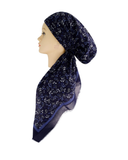 Revaz Navy Paisley Adjustable Pre-Tied Bandanna with Velvet Grip