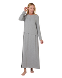 Me Moi Heather Grey Lace Trimmed Modal Nursing Nightgown