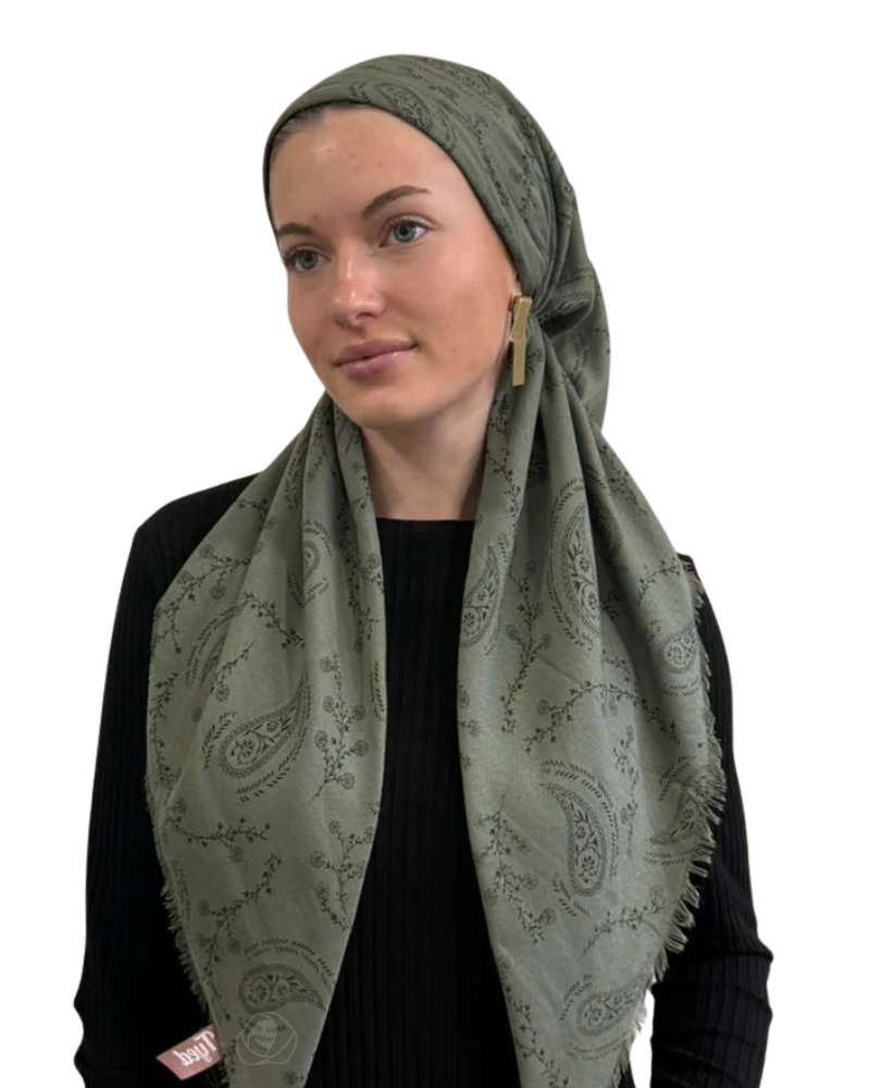 TYED Muted Sage Green Paisley Triangle with Full Non Slip Grip Myselflingerie.com