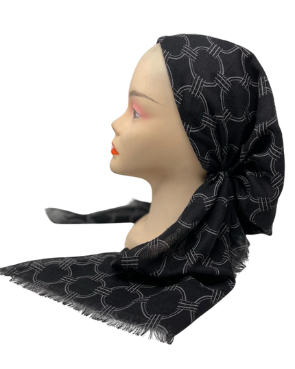 Revaz HS582A Black Chain Adjustable Pre-Tied Bandanna with Velvet Grip Myselflingerie.com