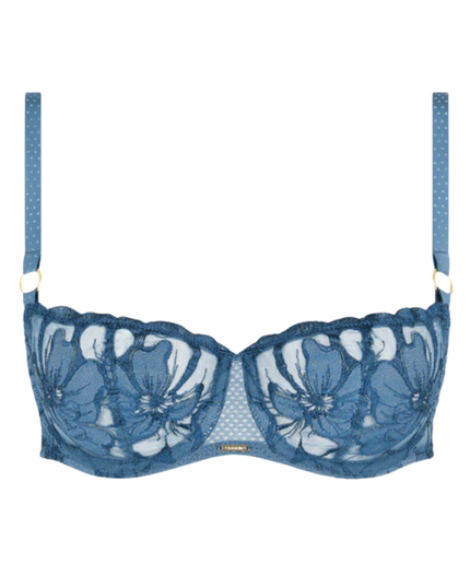 Chantelle 12Q5 Jeans Blue Denim Fleurs Signature Demi Underwire Bra Myselflingerie.com