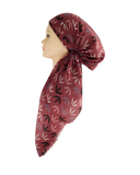 Revaz Mauve Leaves Adjustable Pre-Tied Bandanna with Velvet Grip