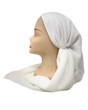 Royal T Solid White Crinkle Open Back Pre-Tied Bandanna with Velvet Grip