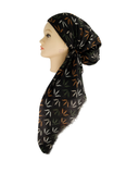 Revaz Black Leaves Adjustable Pre-Tied Bandanna with Velvet Grip