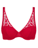 Chantelle 15F7 Poppy Red Day to Night Lightweight Plunge Underwire Bra Myselflingerie.com