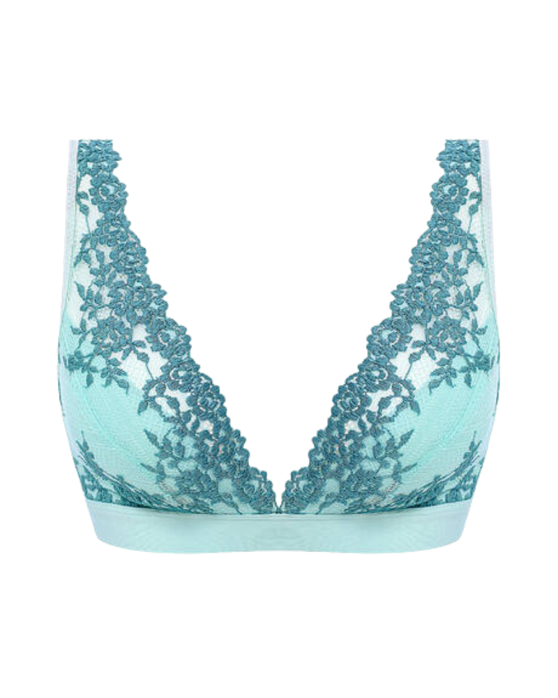 Wacoal 852191 Eggshell Blue/Brittany Blue Embrace Lace Wire Free Bralette Myselflingerie.com