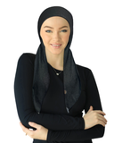 Cherie Black Denim Jersey Stretch Adjustable Pre-Tied Bandanna