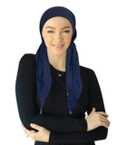 Cherie Blue Denim Jersey Stretch Adjustable Pre-Tied Bandanna