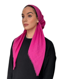 Tie Ur Knot Fuchsia Fringe Adjustable Pre-Tied Bandanna with Full Non Slip