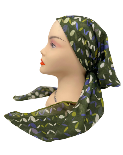 It's Younique PP-SL-GN Green Small Leaves Pre-Tied Bandanna with Velvet Grip Myselflingerie.com