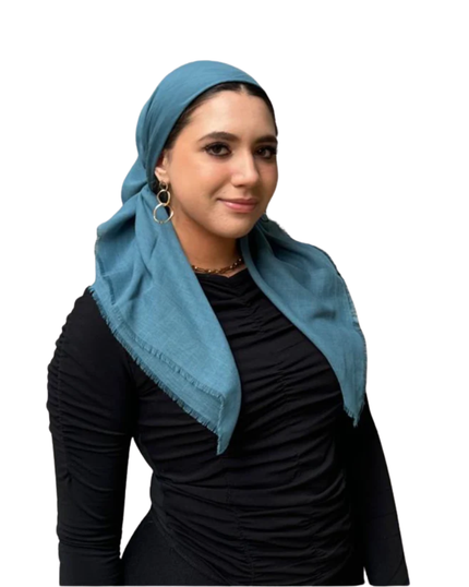 Solid Teal Pre-tied Bandanna with Velvet Grip