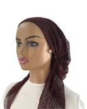 Ahead Burgundy Hairpin Lace Classic Fit Pre-Tied Bandanna