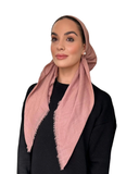 Tie Ur Knot Dusty Rose Fringe Adjustable Pre-Tied Bandanna with Full Non Slip