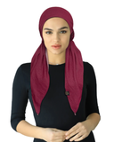 Cherie Burgundy/Black Denim Jersey Stretch Adjustable Pre-Tied Bandanna