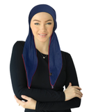 Cherie Blue/Red Denim Jersey Stretch Adjustable Pre-Tied Bandanna